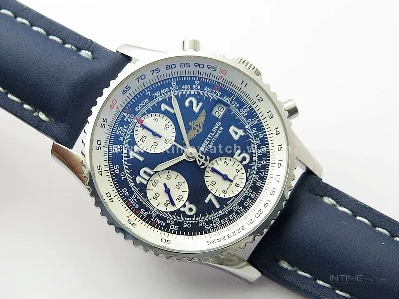 Navitimer 41mm SS B50 Best Edition SS Blue Dial Numeral Markers on Blue Leather Strap A7750