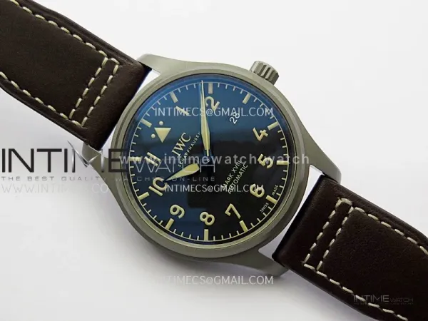 Mark XVIII IW327006 Titanium MZF 1:1 Best Edition Black Dial On Brown Leather Strap A2892