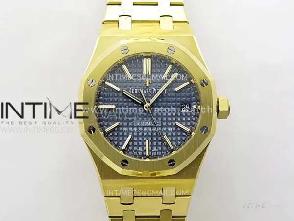Royal Oak 37mm 15450 YG IPF 1:1 Best Edition Blue Dial on YG Bracelet SA3120 Super Clone