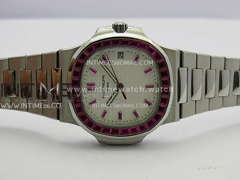Nautilus 5711/1A Red T Diamond SS GRF 1:1 Best Edition White Textured Dial On SS Bracelet Asian 26-330