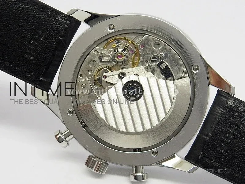 Portuguese 40mm Chrono SS Gray Dial Sliver subdial on Leather Strap A7750