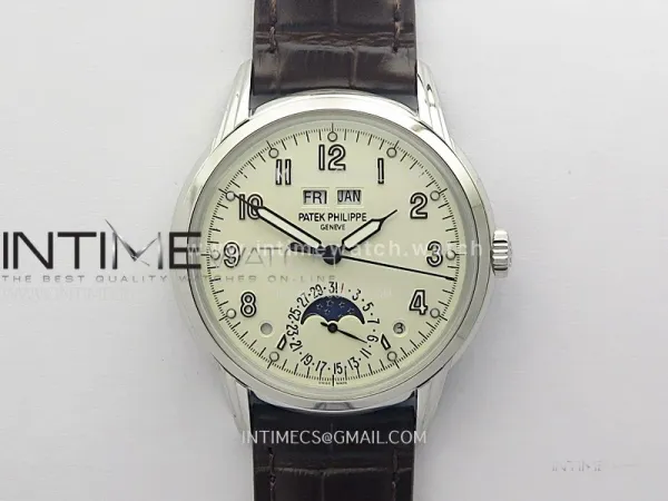 Perpetual Calendar 5320G-001 SS KRF 1:1 Best Edition Cream Dial on Brown Leather Strap A324