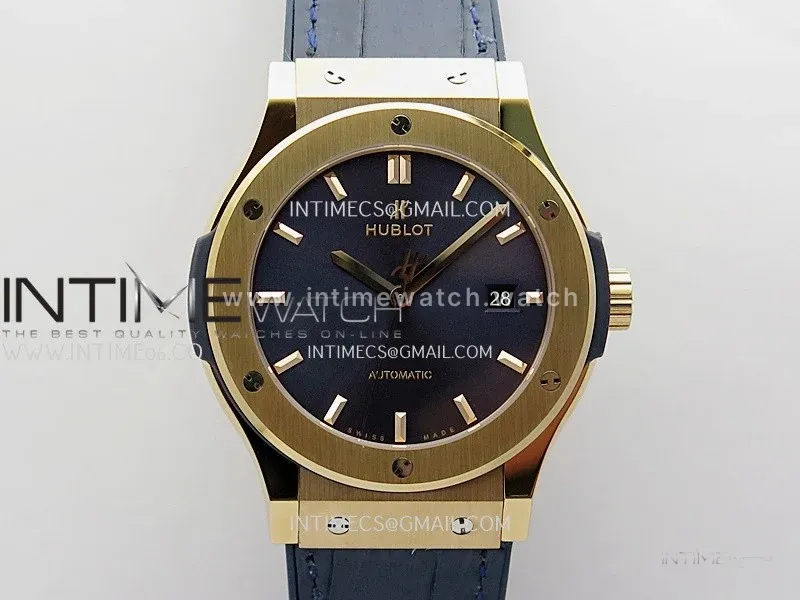 Classic Fusion 42mm RG JJZF 1:1 Best Edition Blue Dial On Blue Gummy Strap