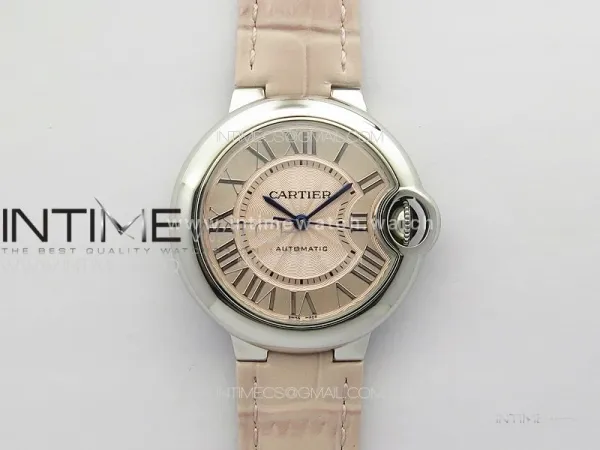 Ballon Bleu 33mm SS 3KF 1:1 Best Edition Pink Textured Dial on Pink Leather Strap A076