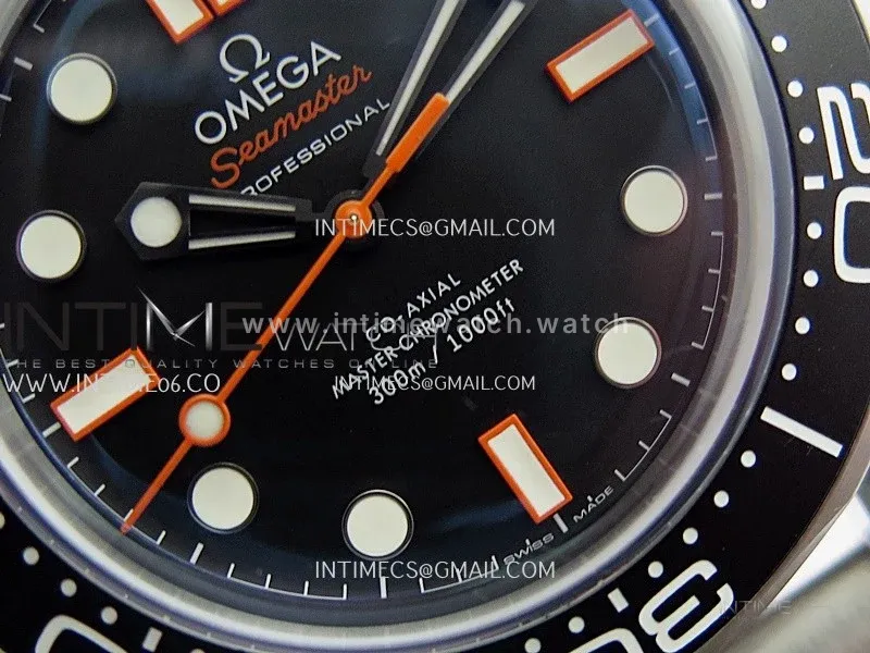 Seamaster 300M Diver 42mm Orange Second Hand SS ORF Best Edition Black Dial On Mesh Bracelet SuperClone 8806 (Free Rubber Strap)