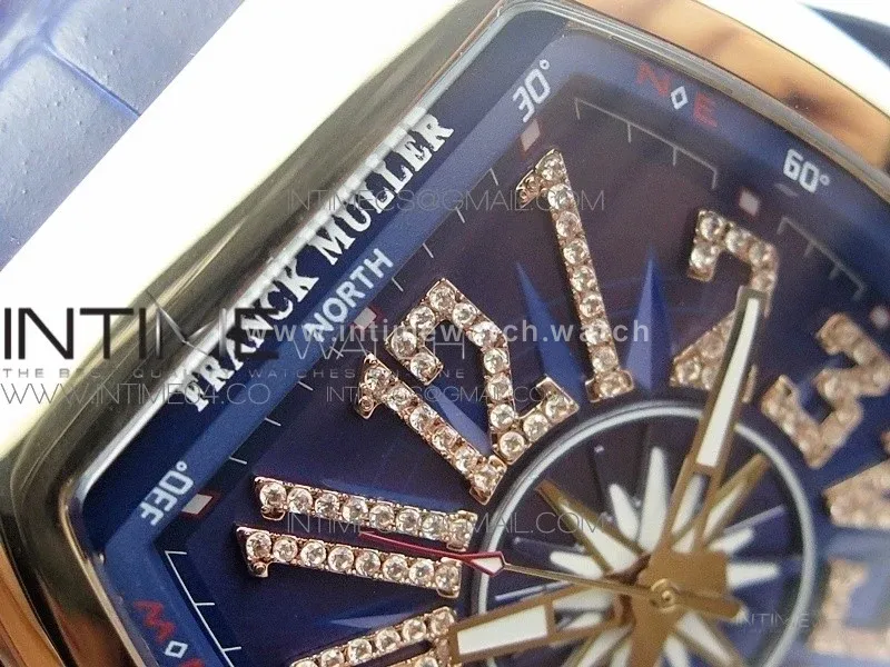 Vanguard V45 RG ABF Best Edition Blue Dial Diamonds Markers on Blue Gummy Strap A2813