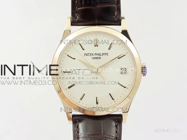 Calatrava 5296R RG ZF 1:1 Best Edition Ivory Dial On Brown Leather Strap 324CS