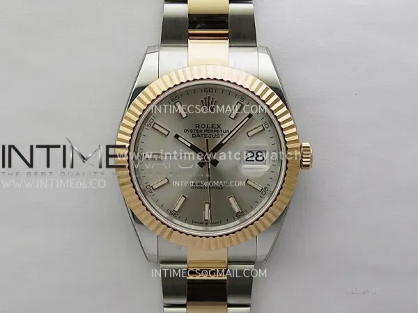 DateJust 41mm 126331 904 SS/RG ONE Factory 1:1 Silver Dial Stick Markers On SS/RG Oyster Bracelet DD3235 V2