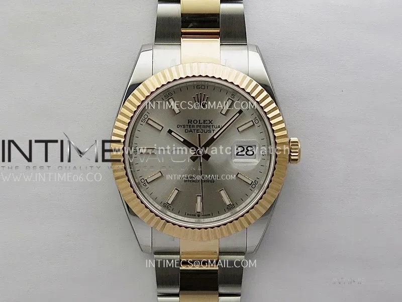 DateJust 41mm 126331 904 SS/RG ONE Factory 1:1 Silver Dial Stick Markers On SS/RG Oyster Bracelet DD3235 V2