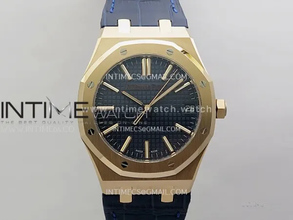 Royal Oak 41mm 15510 Gain Weight V2 DDF 1:1 Best Edition Blue Dial On Blue Leather Strap Super Clone DD4302