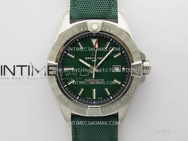 Avenger Chronometer 45mm SS B50F 1:1 Best Edition Green Dial On Green Nylon Strap A2824