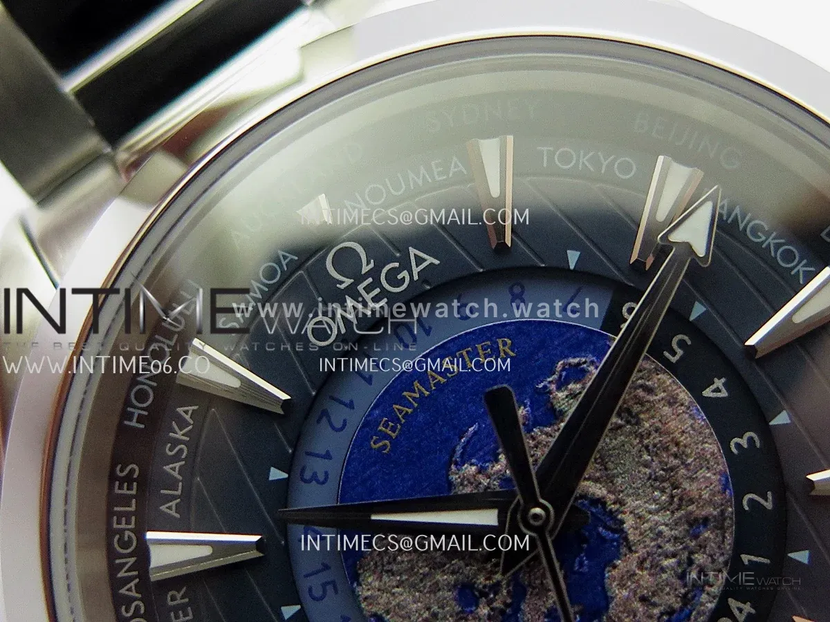 Aqua Terra 150M World Time 24 Hours SS VRS 1:1 Best Edition Blue Dial On SS Bracelet Super Clone 8938