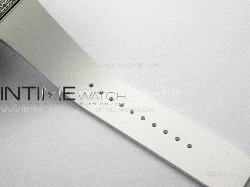 RM07 Full Paved Diamond SS ZF Best Edition White Diamond Skeleton Dial On White Rubber Strap Asian CRMA2 Clone
