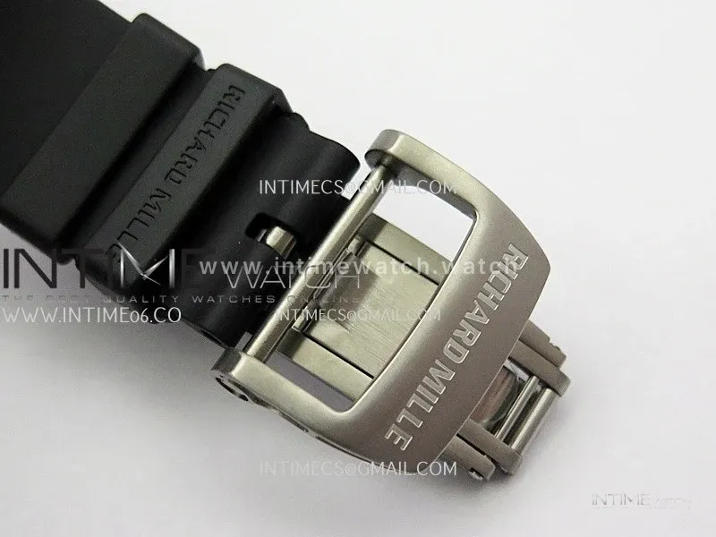 RM055 RG Inner Bezel Black Crown NTPT ZF 1:1 Best Edition Skeleton Dial On Black Shark Rubber Strap RMUL2 Super Clone