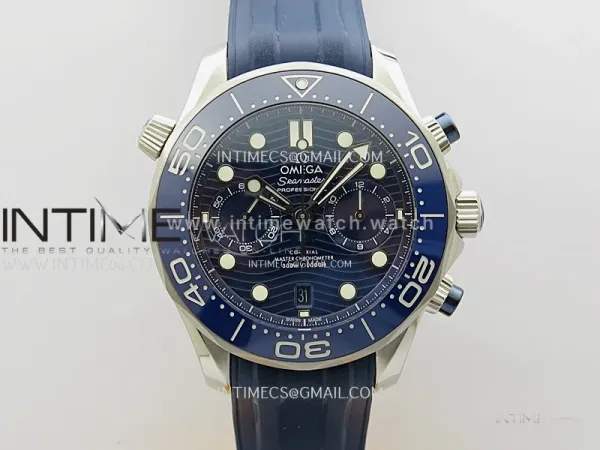Seamaster 300M Chrono Blue Ceramic Bezel SS N1F 1:1 Best Edition Blue Dial on Blue Rubber Strap A9900