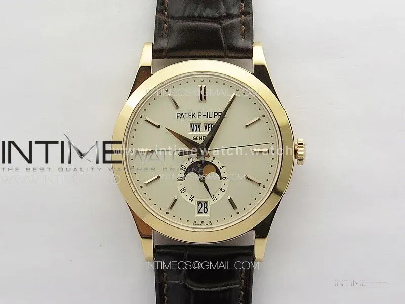 Annual Calendar Moonphase 5396 RG PPF 1:1 Best Edition White Sticks Dial on Brown Leather Strap PPF324