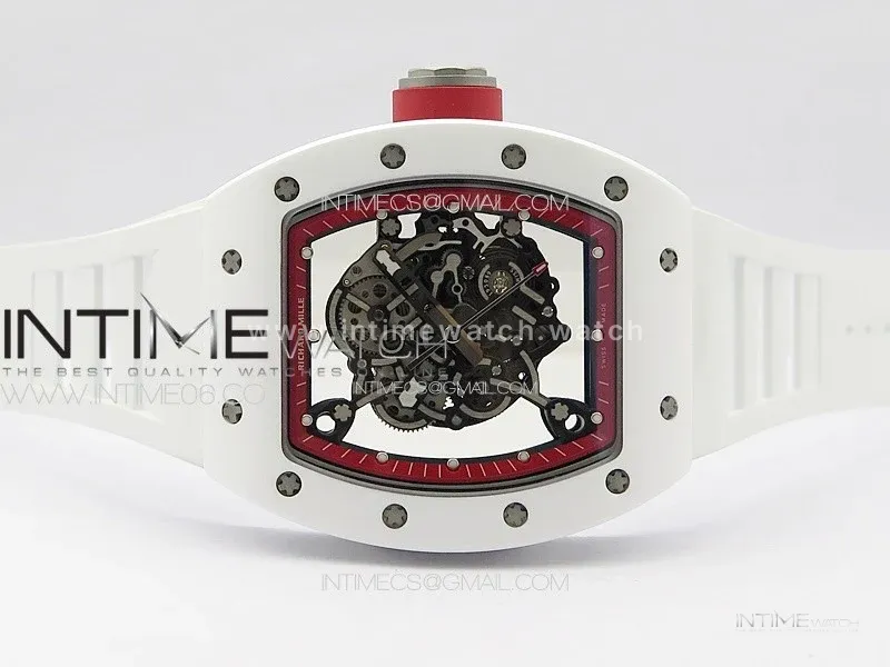 RM055 Real Ceramic Case KUF Best Edition Red Crown on White Rubber Strap MIYOTA8215