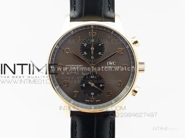 Portuguese IW371482 ZF V3 1:1 Best Edition RG Gray dial on Black Leather Strap A79350 (Slim Movement)