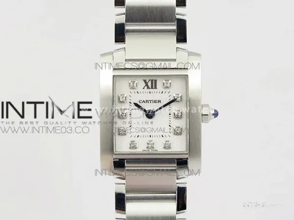 Tank Francaise Ladies 25mm SS 8848F 1:1 Best Edition White Dial Diamond Markers on SS Bracelet Ronda Quartz