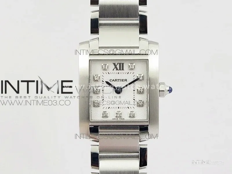 Tank Francaise Ladies 25mm SS 8848F 1:1 Best Edition White Dial Diamond Markers on SS Bracelet Ronda Quartz