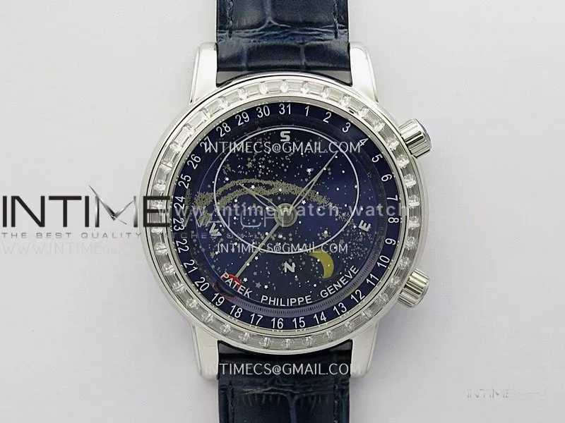 Grand Complications 6102G Moon SS/T Crystal YF Blue Dial on Blue Leather Strap A240