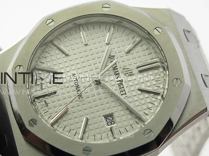 Royal Oak 41mm 15400 SS ZF 1:1 Best Edition Silver Textured Dial on SS Bracelet SA3120 Super Clone