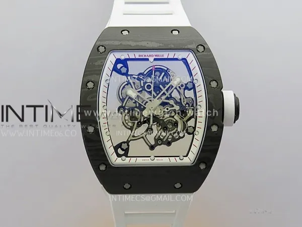 RM055 White Inner Bezel White Crown NTPT ZF 1:1 Best Edition On White Rubber Strap RMUL2 Super Clone V2