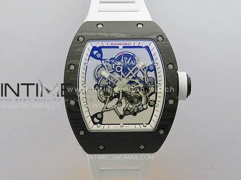 RM055 White Inner Bezel White Crown NTPT ZF 1:1 Best Edition On White Rubber Strap RMUL2 Super Clone V2