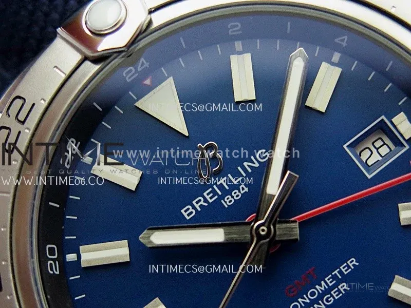 Avenger Chronometer 42mm GMT SS BLSF 1:1 Best Version Blue Dial On Blue Nylon Strap A2836