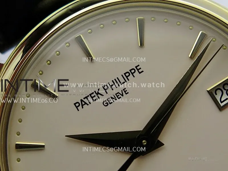 Calatrava 5227 YG 3KF 1:1 Best Edition White Dial on Brown Leather Strap A324 Super Clone V2