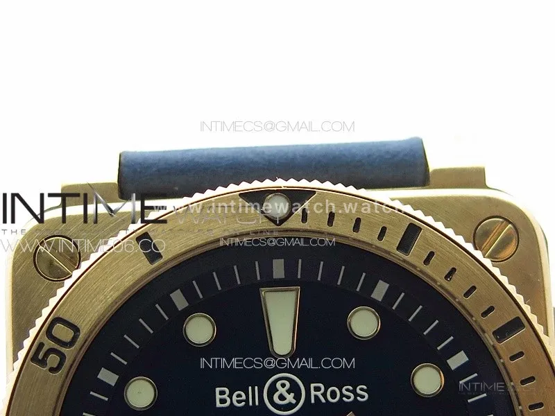 BR 03-92 Diver Bronze B12 1:1 Best Edition Blue Dial on Blue Leather Strap A2824 (Free Rubber Strap)