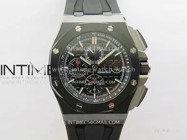 Royal Oak Offshore 44mm Black Ceramic APJF 1:1 Best Edition Black Dial on Black Rubber Strap A3126