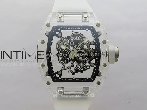 RM055 Transparent Black Inner Sonic Best Edition Skeleton Dial On Transparent Rubber Strap RMUL2 Super Clone
