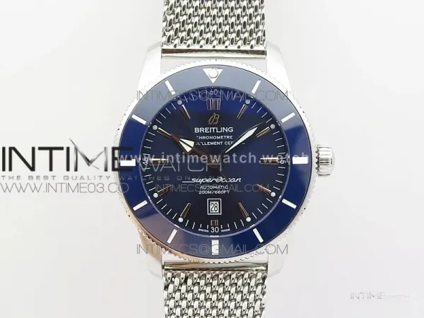 Super Ocean Heritage Blue Ceramic Bezel SS Blue Dial on SS Bracelet A2824