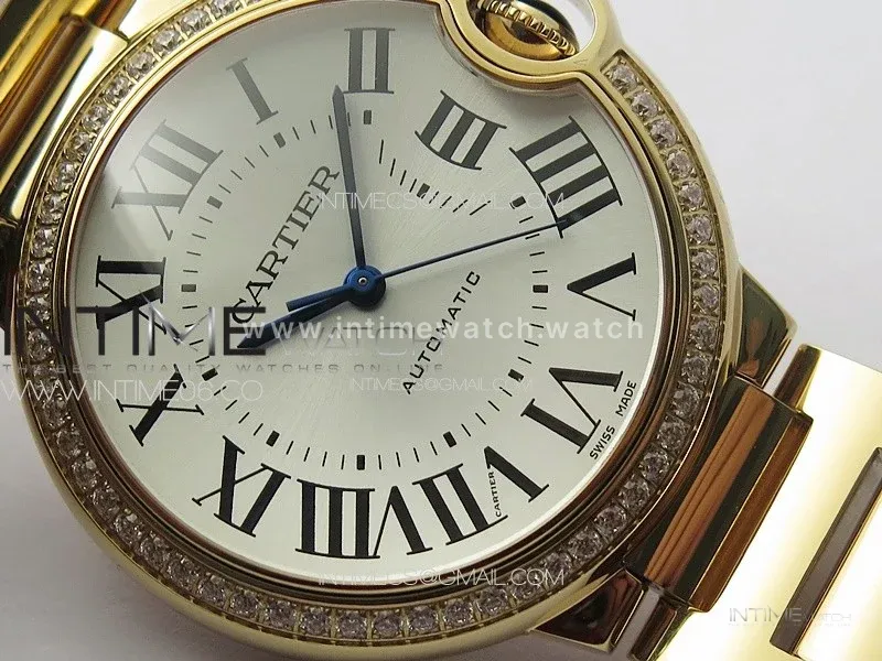 Ballon Bleu 36mm Diamonds Bezel RG 3KF 1:1 Best Edition White Textured Dial on SS Bracelet A076