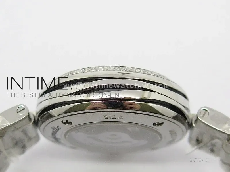 De Ville Lady SS Blue Textured Dial Diamonds Bezel on SS Bracelet SEIKO NH05A