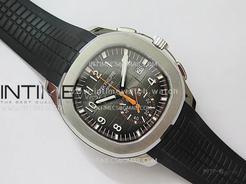 Aquanaut 5968 SS DDF 1:1 Best Edition Gray Dial On Black Rubber Strap A520