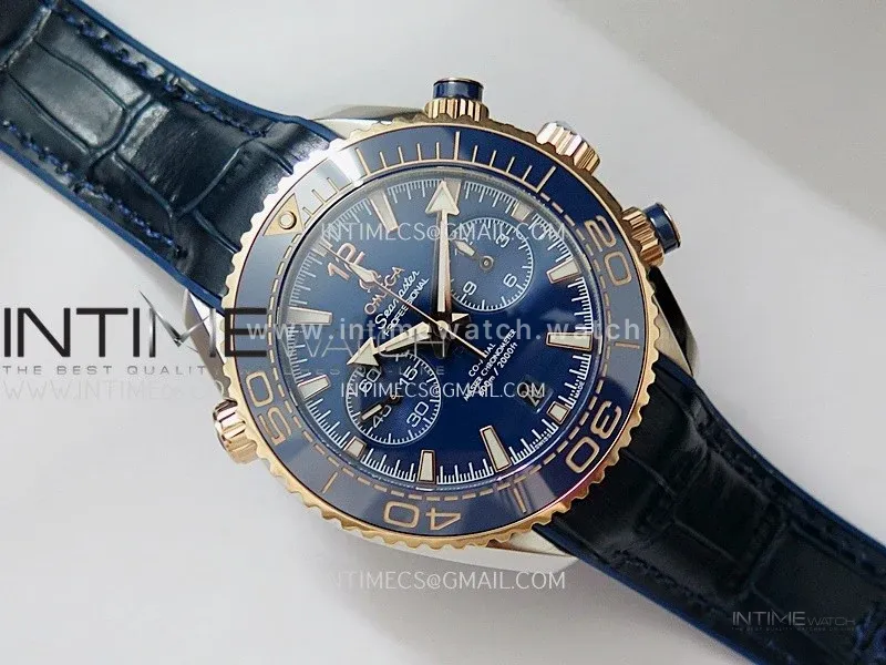 Planet Ocean Master Chronometer Blue Ceramic Bezel SS/RG VRF 1:1 Best Edition Blue Dial On Blue Gummy Strap A9900