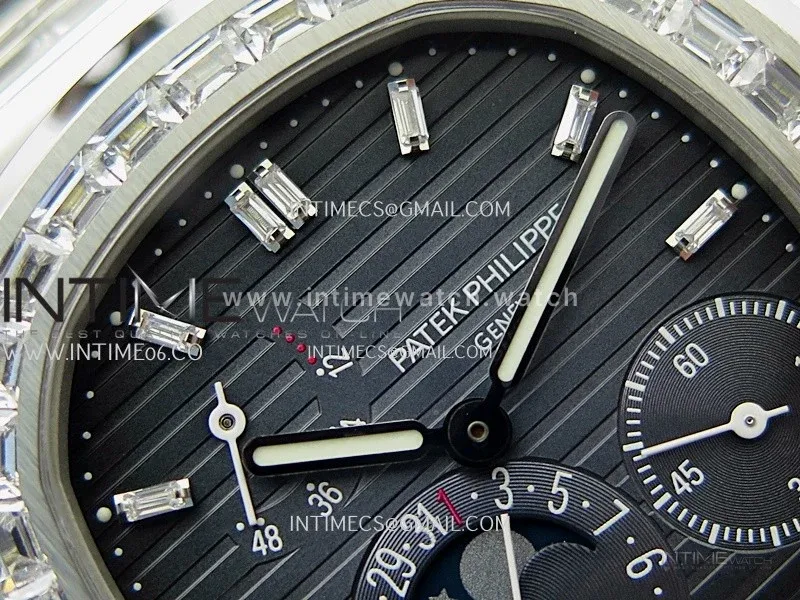 Nautilus 5724G SS/T Diamonds PPF 1:1 Best Edition Blue Dial on Black Leather Strap A240 Super Clone
