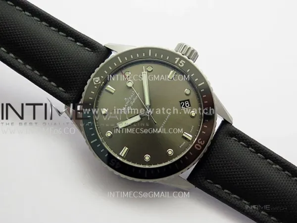 Fifty Fathoms Bathyscape Gray Ceramic Bezel SS GF 1:1 Best Edition Gray Dial On Black Nylon Strap A1315