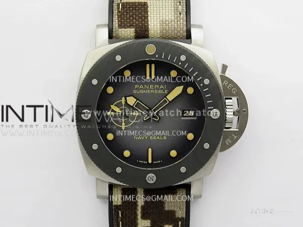 PAM1669 Carbotech 47mm VSF 1:1 Best Edition Ombre Black Dial Blue Markers On Camouflage Strap P.900 Clone