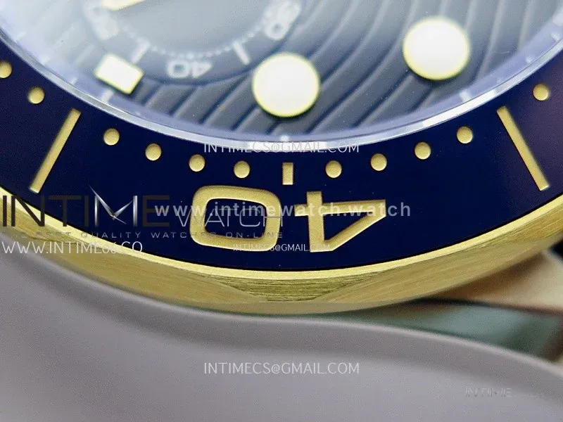 Seamaster 300M Chrono Blue Ceramic Bezel SS/YG N1F 1:1 Best Edition Blue Dial on Blue Rubber Strap A9900