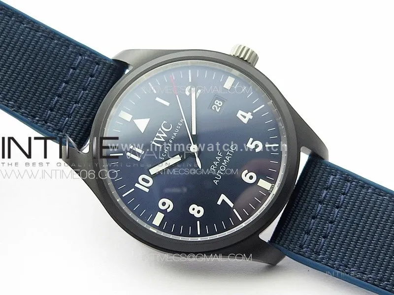 Pilot Mark RAAF Black Ceramic M+ 1:1 Best Edition Blue Dial on Blue Nylon Strap A2892 to Cal.35111