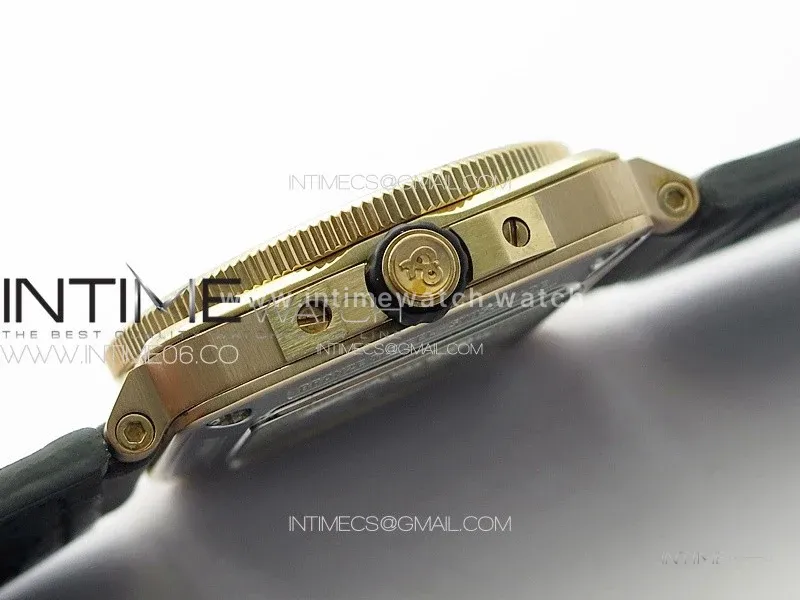 BR 03-92 Diver Ceramic Bezel Bronze B12 1:1 Best Edition Green Dial on Gray Leather Strap A2824 (Free Rubber Strap)