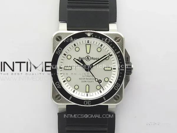 BR 03-92 Diver SS B12 1:1 Best Edition White Dial on Black Nylon Strap A2824 (Free Leather)