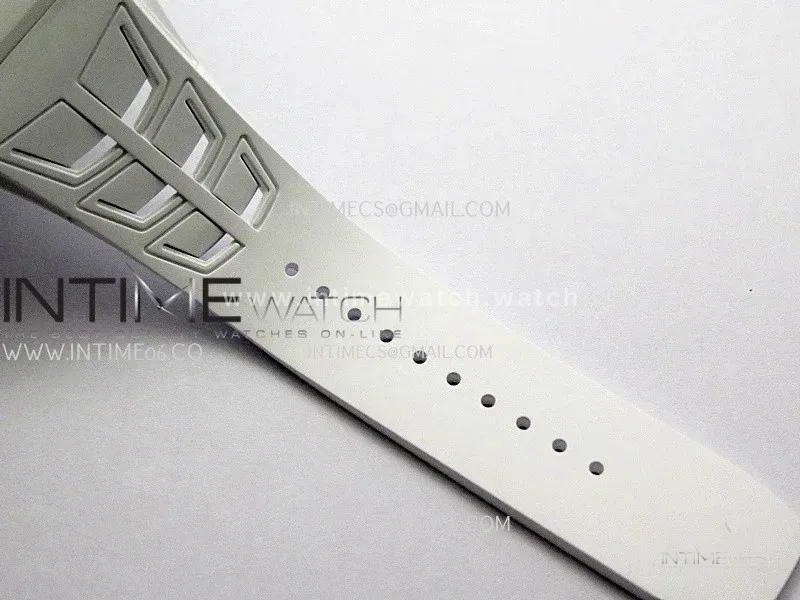 RM055 White Ceramic Umi Office 1:1 Best Edition Skeleton Dial White Rubber Strap RMUL2 Super Clone (Free Sprung)