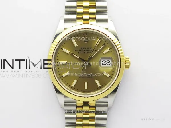 DateJust 36 904L SS/YG 126233 VSF 1:1 Best Edition Gold Stick Dial on Jubilee Bracelet VS3235