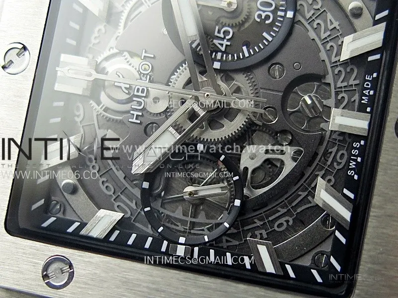 Square Bang Unico 42mm Titanium BBF 1:1 Best Edition Skeleton Dial on Black Rubber Strap A1280