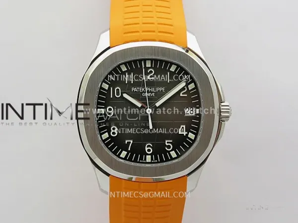 Aquanaut 5167 SS DDF 1:1 Best Edition Black Dial On Orange Rubber Strap Super Clone DD324