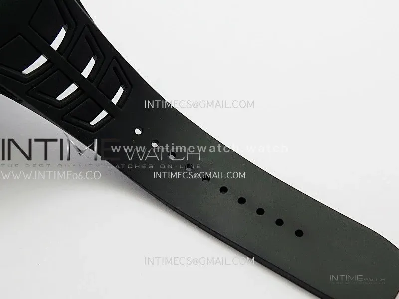RM055 Black Case White Inner Bezel Umi Office 1:1 Best Edition Skeleton Dial Black Rubber Strap RMUL2 Super Clone (Free Sprung)